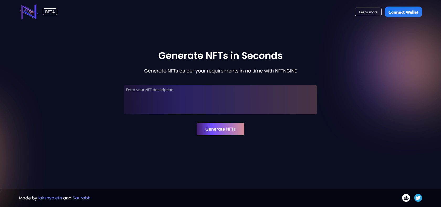 Screenshot of NFTngine Website