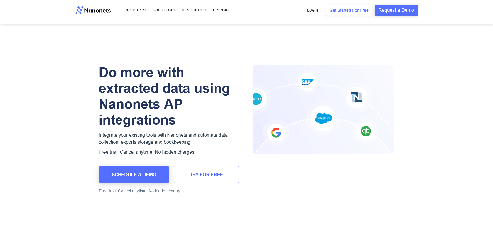 Screenshot of Nanonets Automated Accounting Website