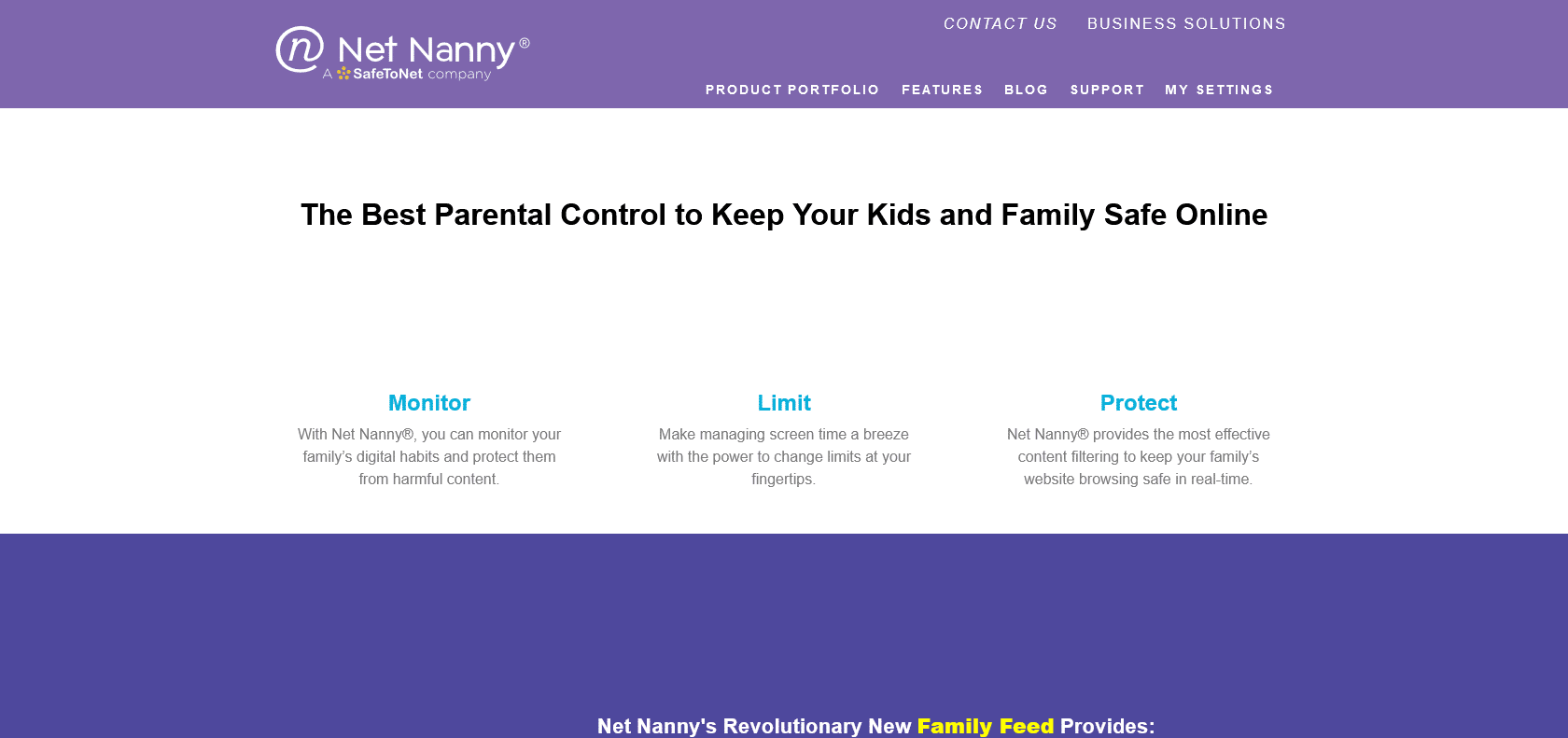 Screenshot of Net Nanny Website