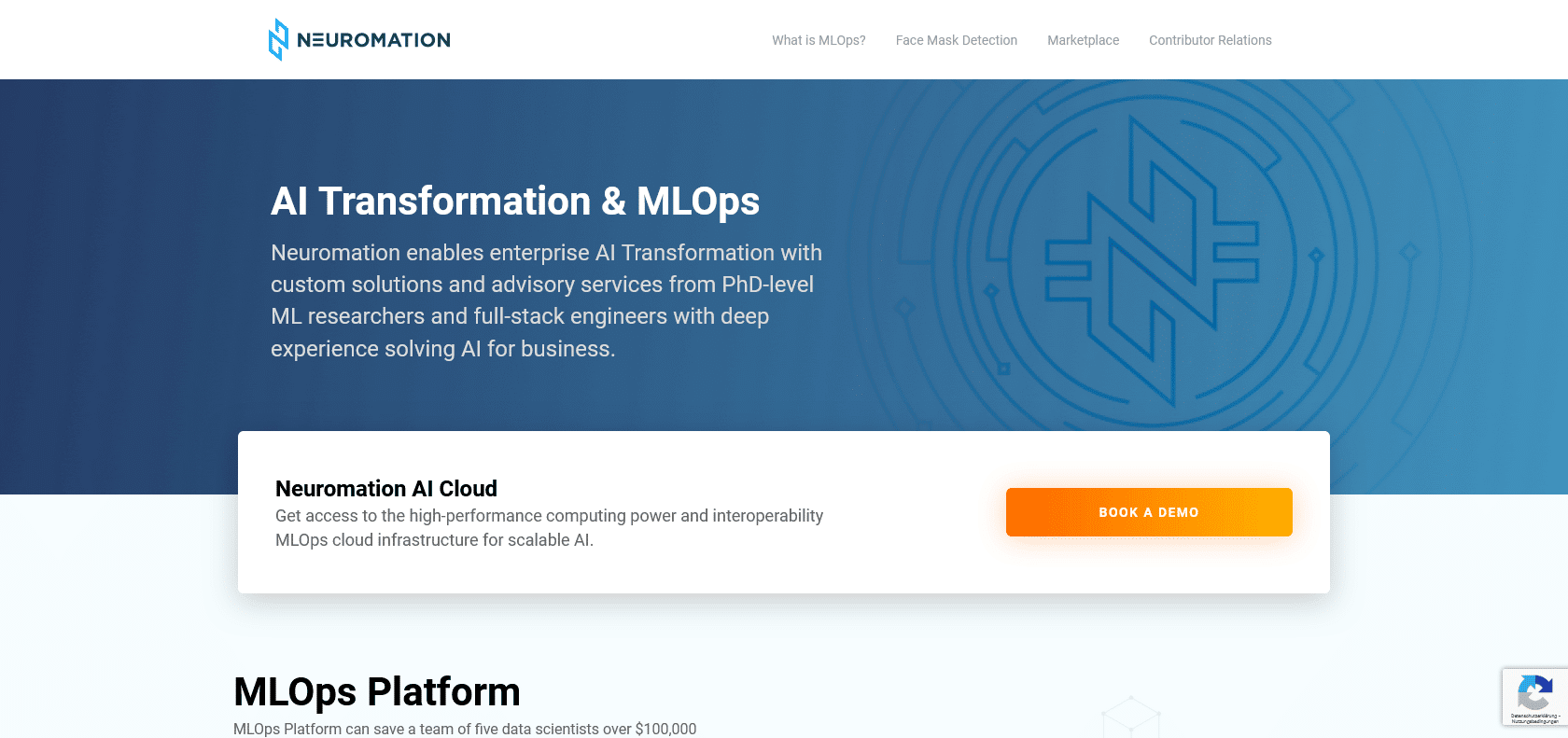 Screenshot of Neuromation Website