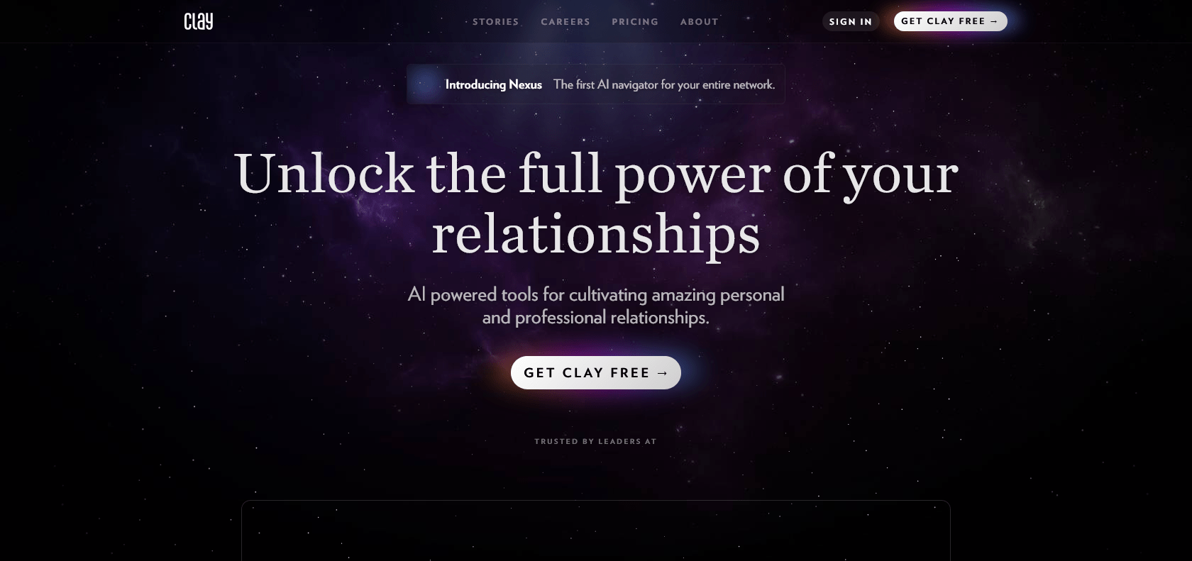 Screenshot of Nexus - Clay Website