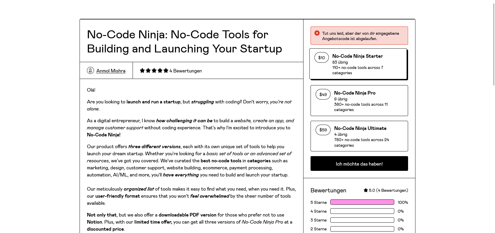 Screenshot of NoCodeNinja: Ultimate No-Code Tools Website