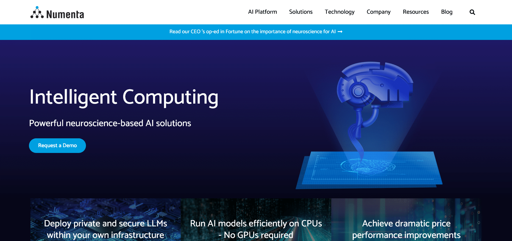 Screenshot of Numenta Website