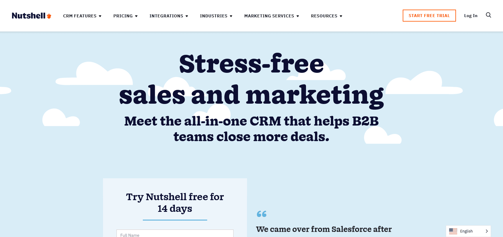 Screenshot of Nutshell Website