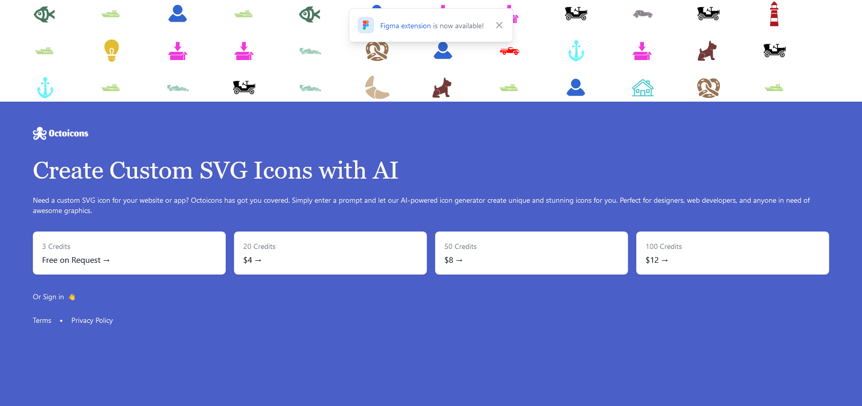 Screenshot of Octoicons Website