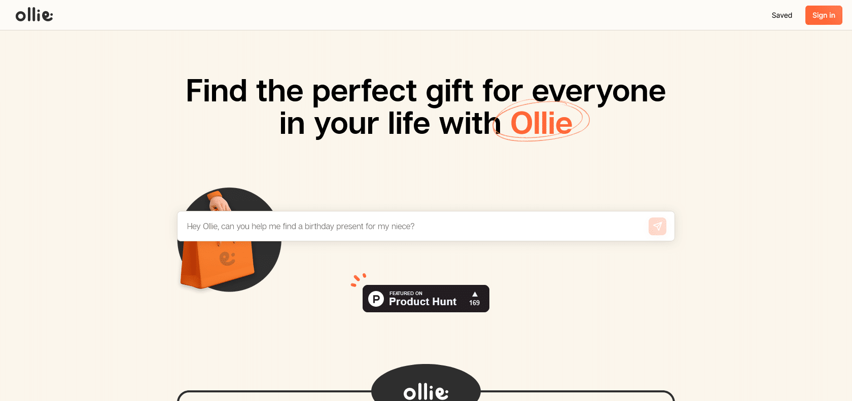 Screenshot of Ollie Website