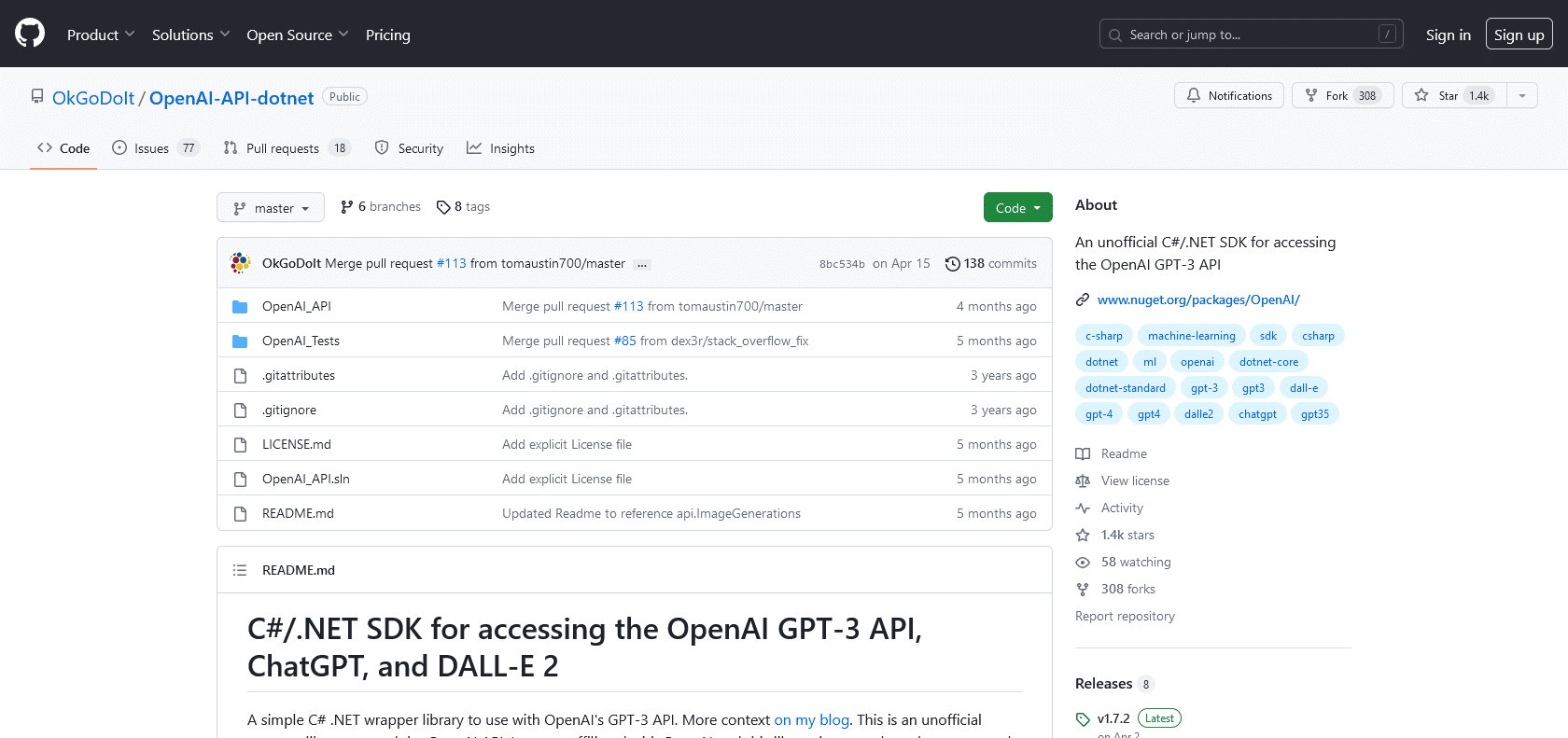 Screenshot of OpenAI GPT-3 C#/ Website