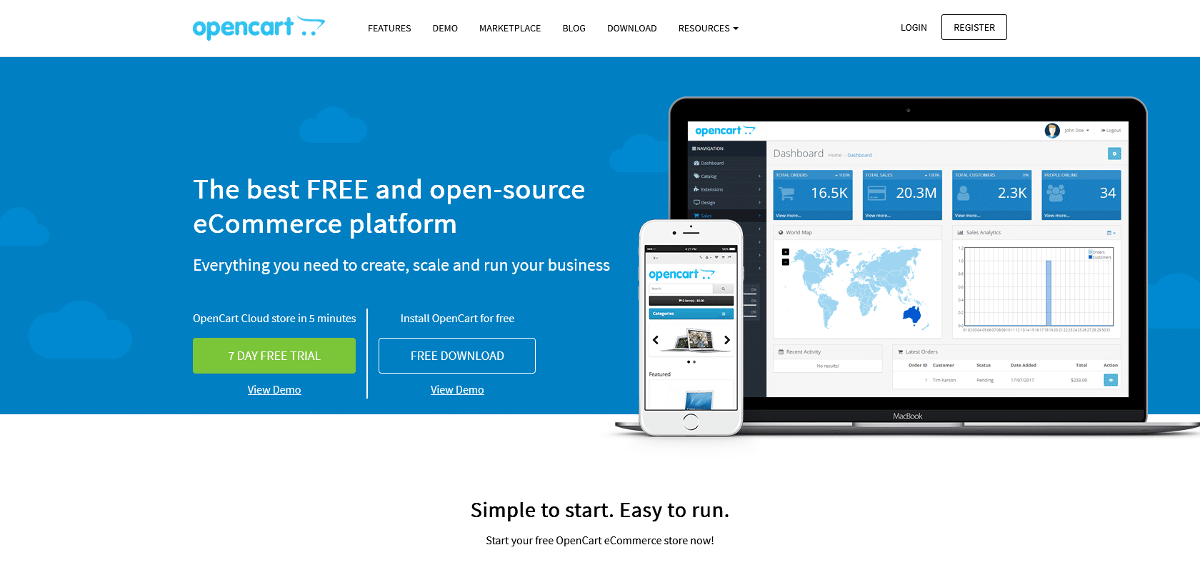 Screenshot of OpenCart Website