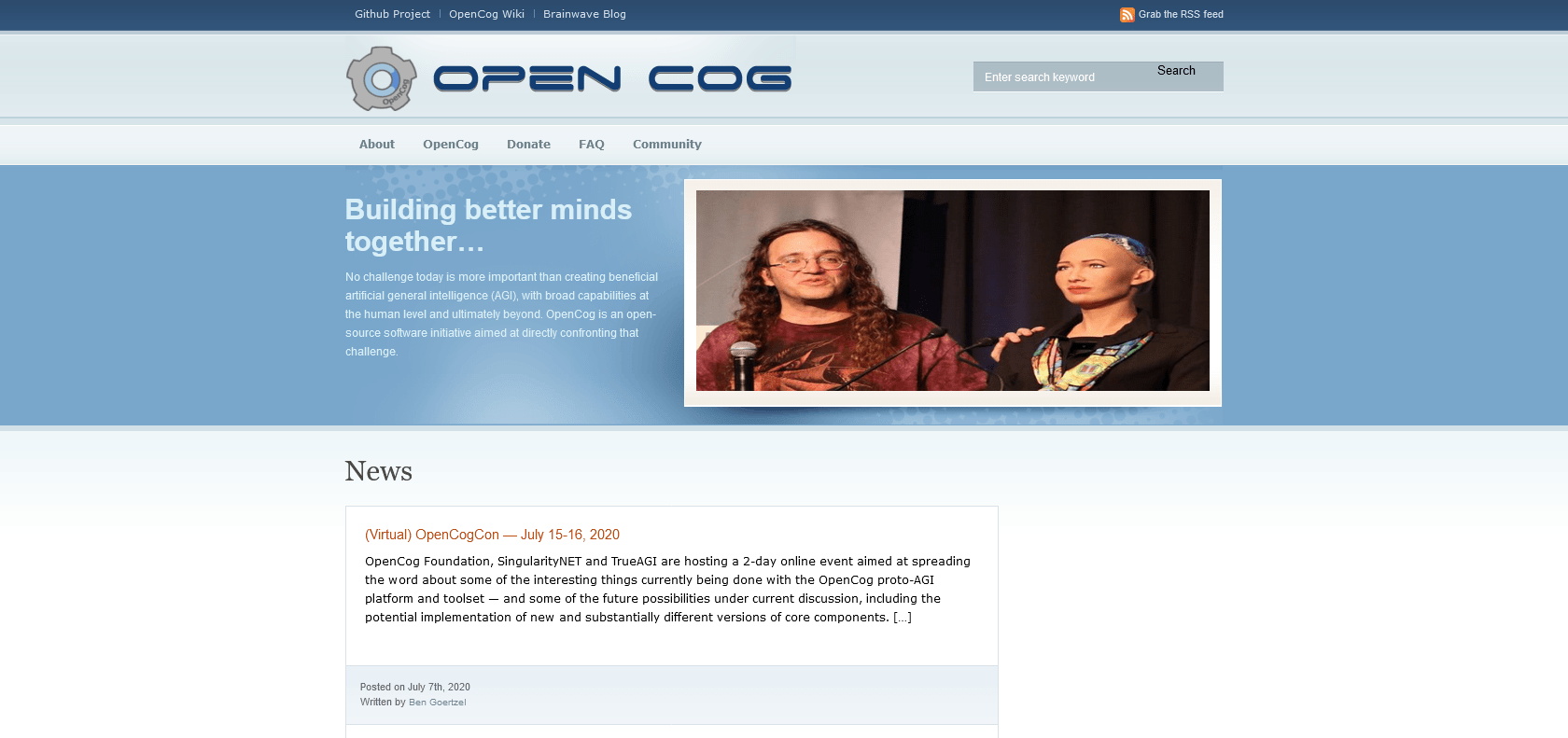 Screenshot of OpenCog Website