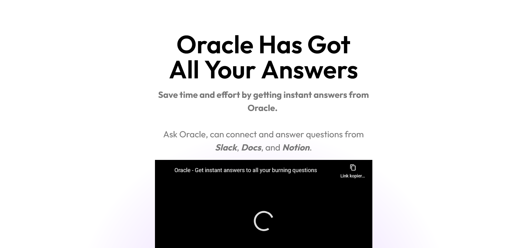 Screenshot of Oracle Website