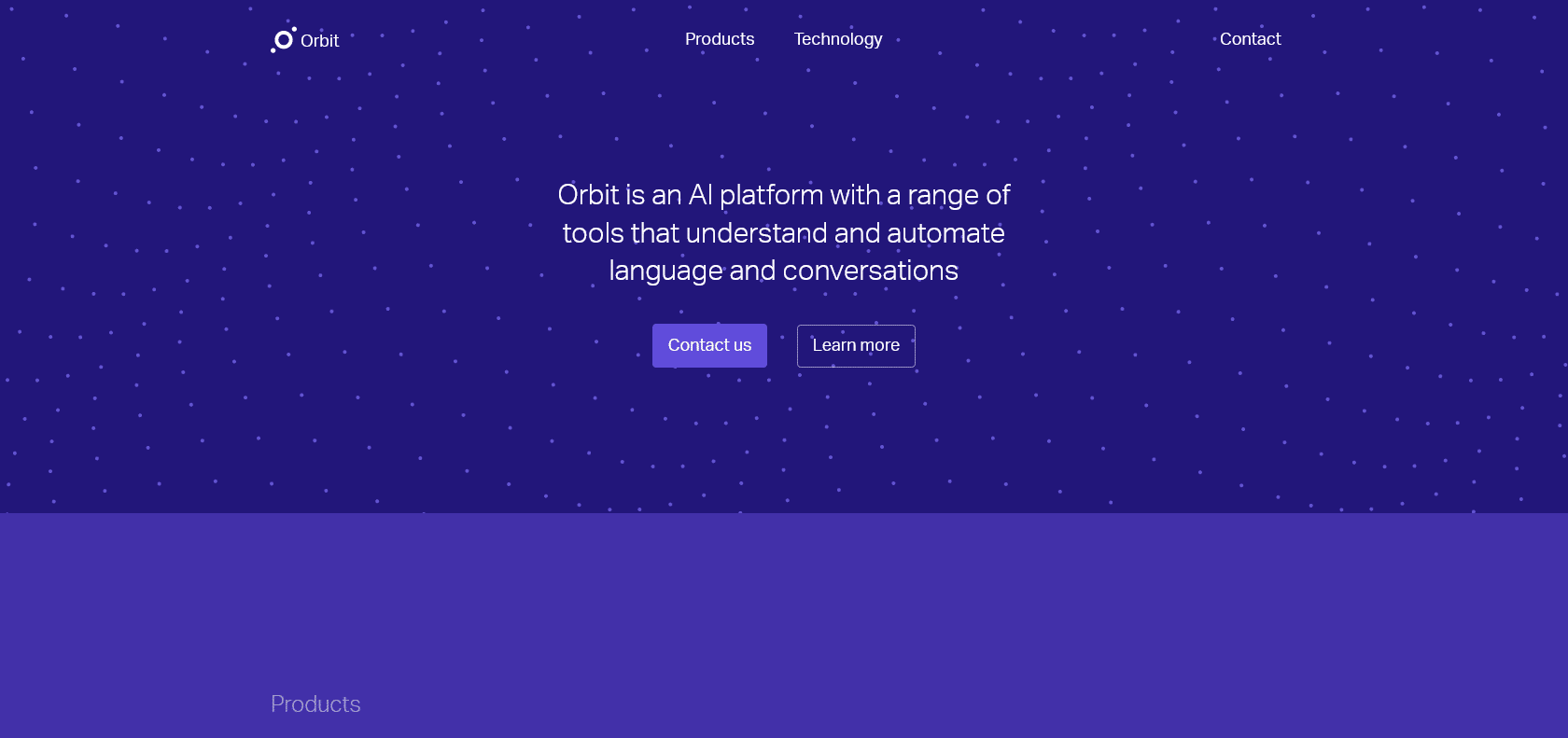 Screenshot of Orbit Website