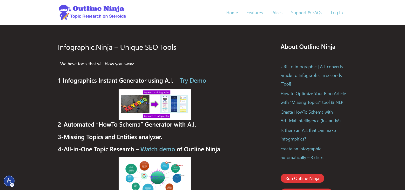 Screenshot of Outline Ninja Website