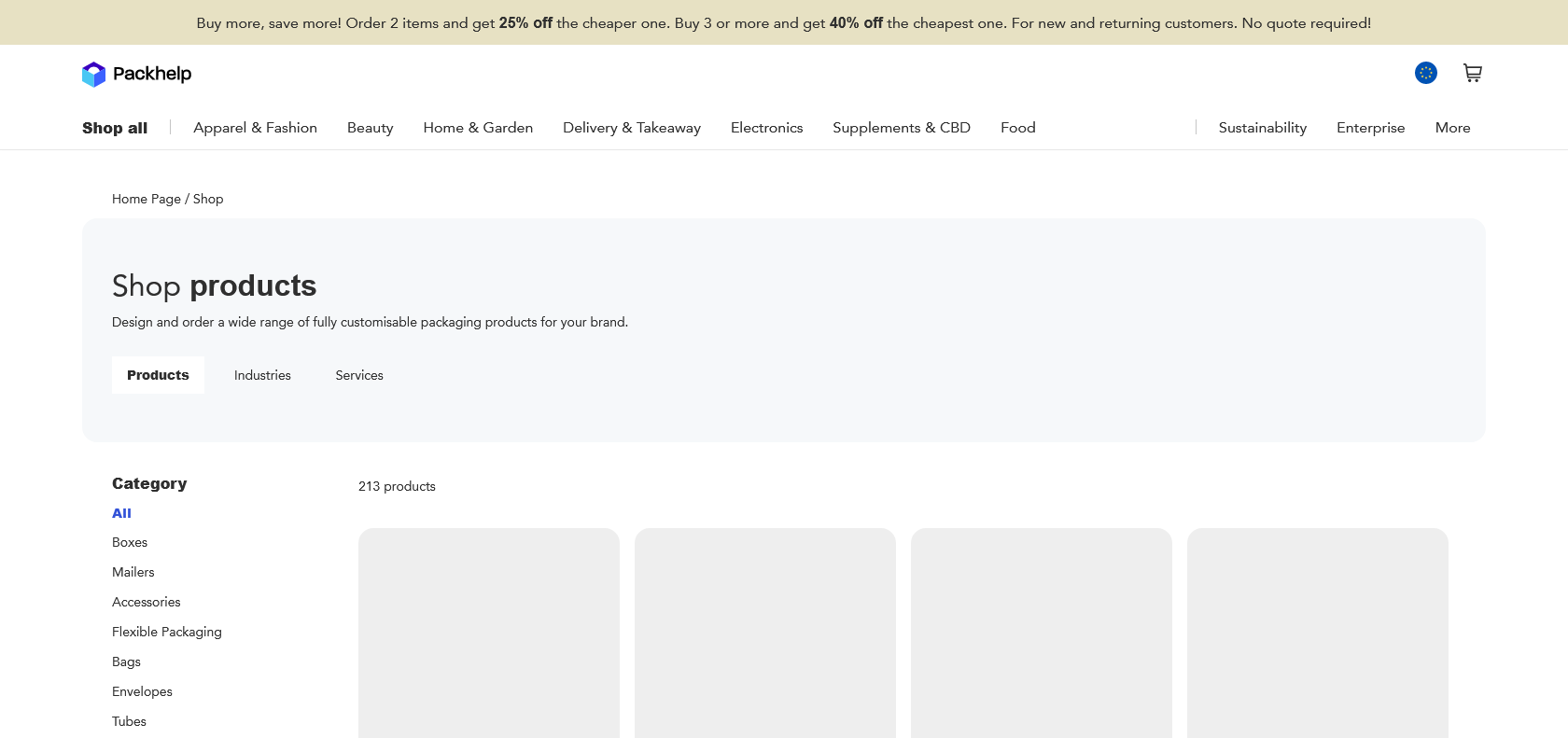 Screenshot of Packhelp Website