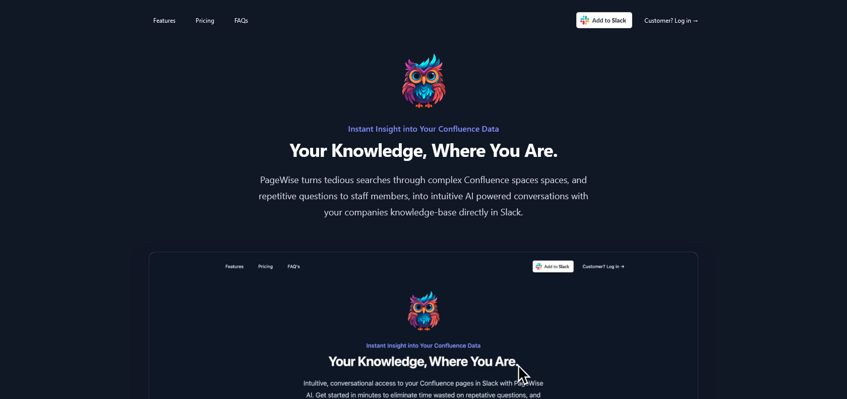 Screenshot of Pagewise Website
