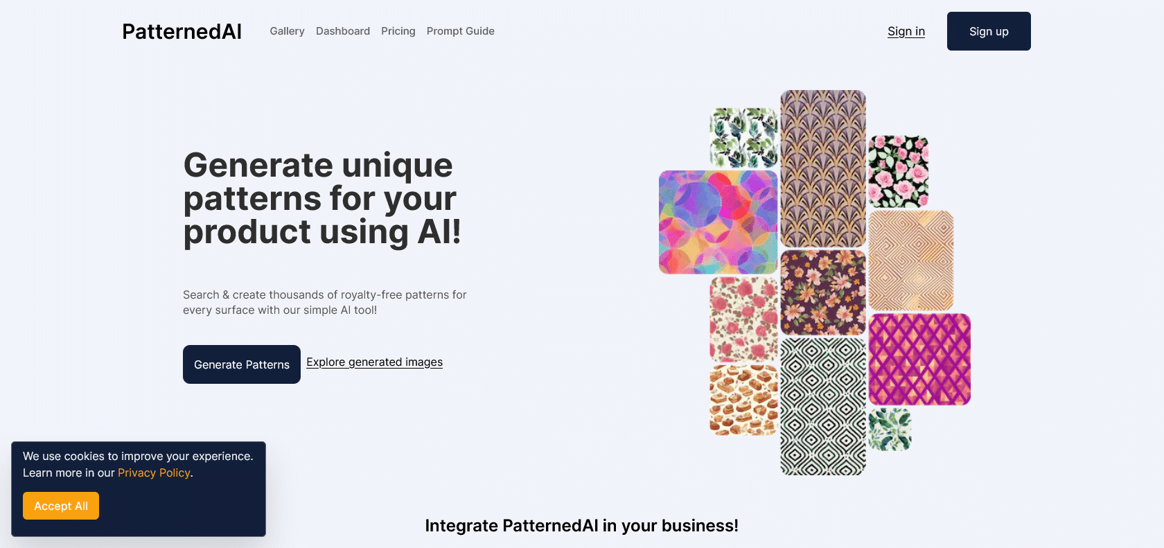 Screenshot of Patterned AI Website