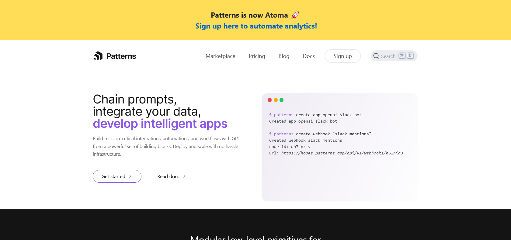 Screenshot of Patterns Website