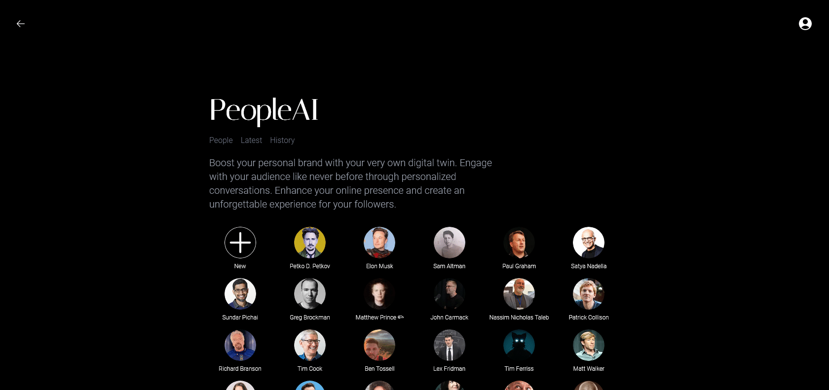 Screenshot of PeopleAI by ChatBotKit Website