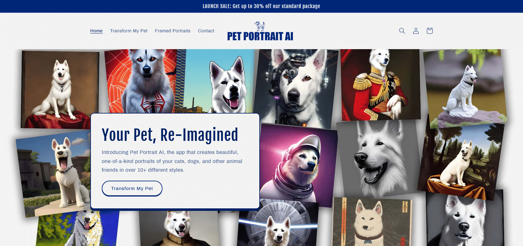 Screenshot of Petportrait Website