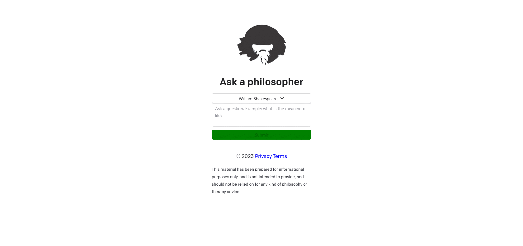 Screenshot of Philosophy Website