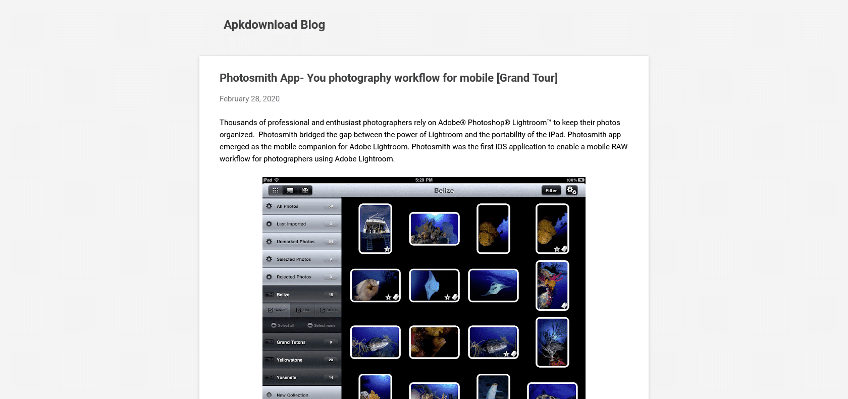 Screenshot of Photosmith Website