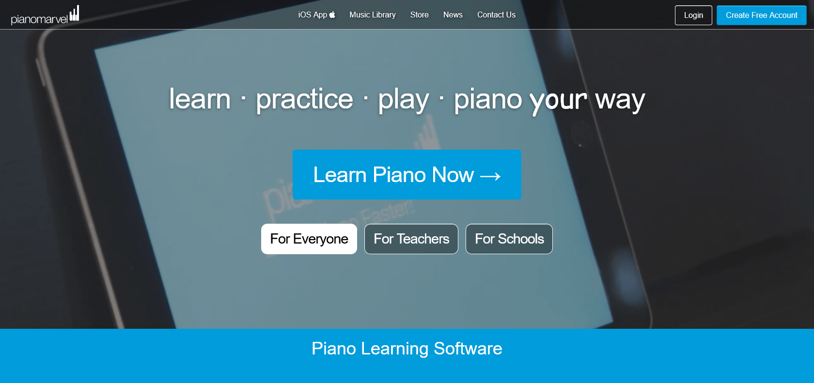 Screenshot of Piano Marvel Website