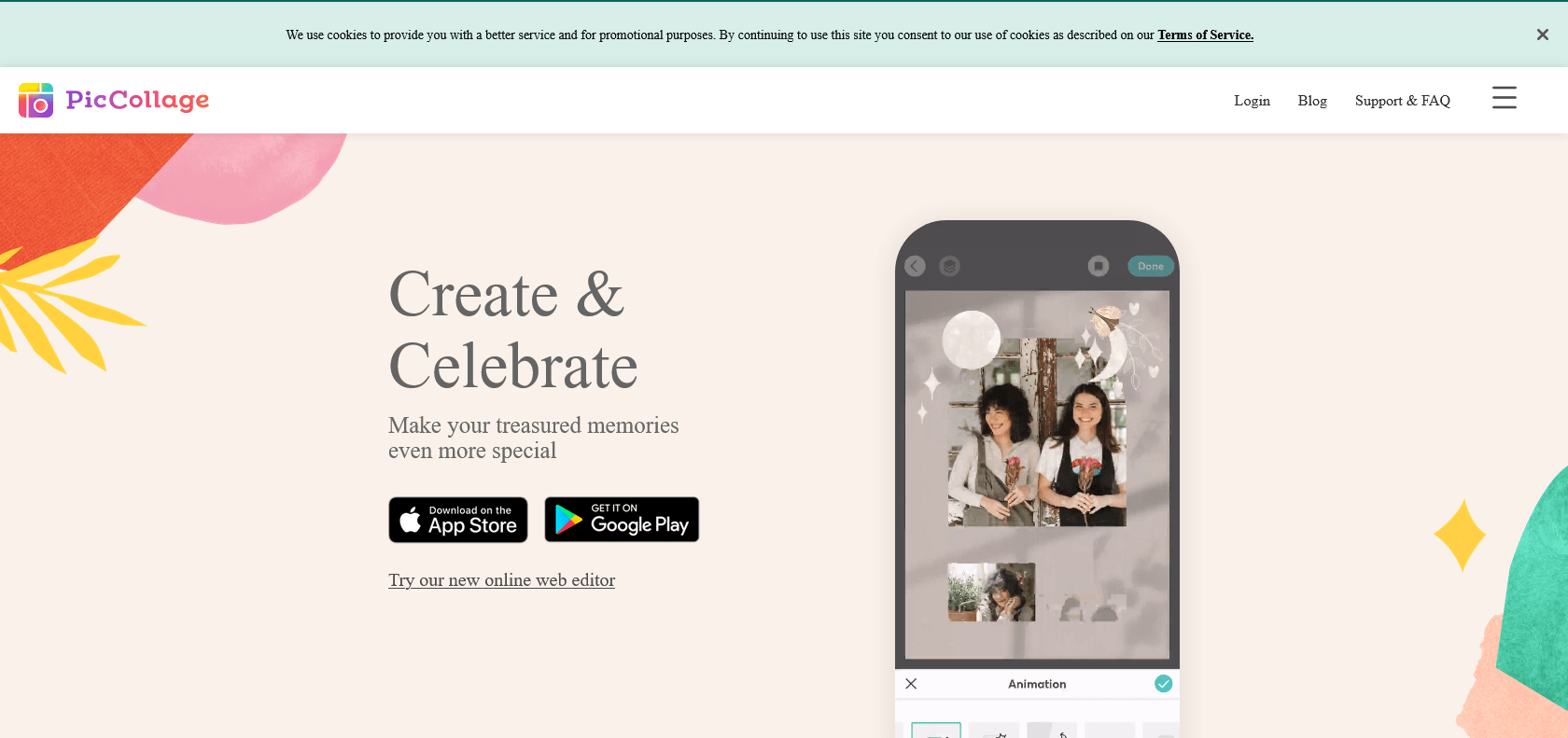 Screenshot of PicCollage Website