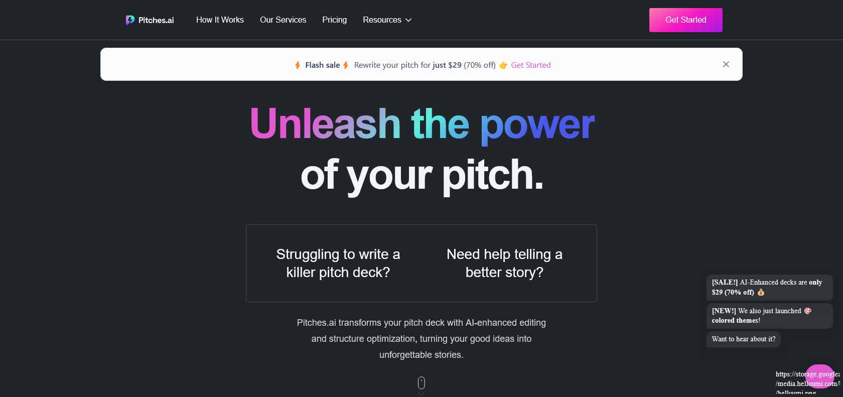 Screenshot of Pitches.ai Website