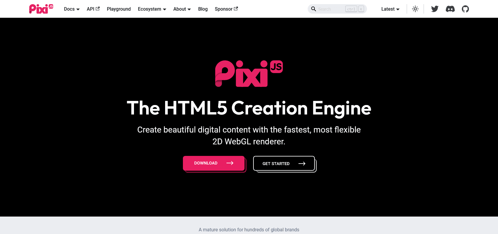Screenshot of Pixi.js Website
