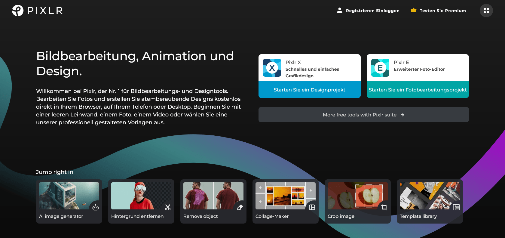 Screenshot of Pixlr Website