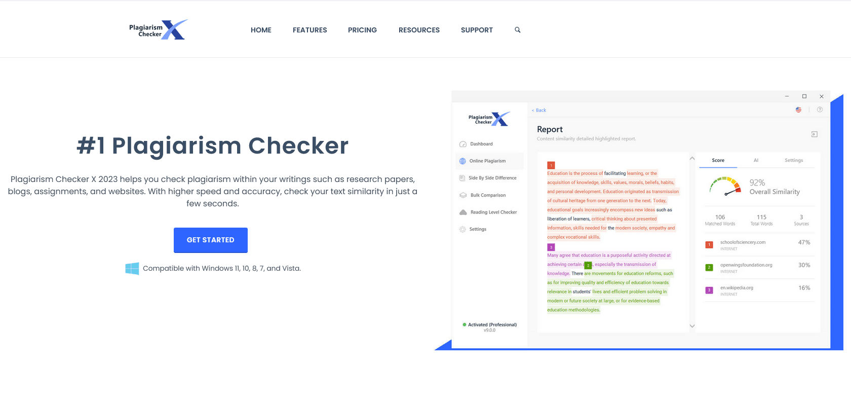 Screenshot of PlagiarismCheckerX Website