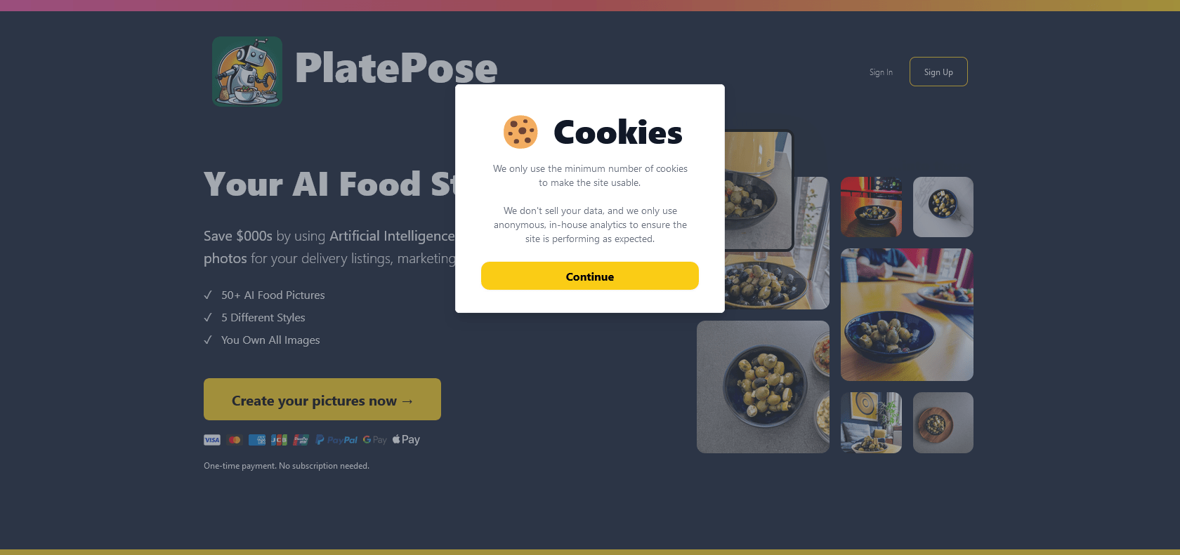 Screenshot of PlatePose Website