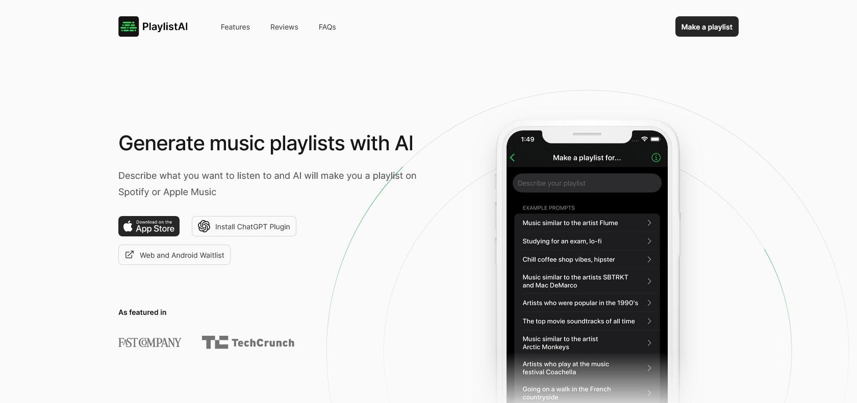 Screenshot of PlaylistAI Website