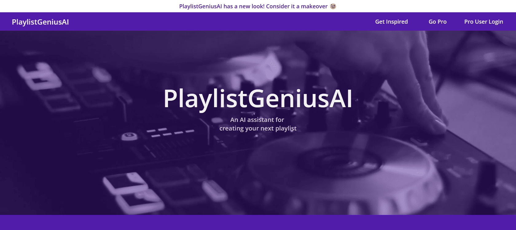 Screenshot of PlaylistGenius AI Website