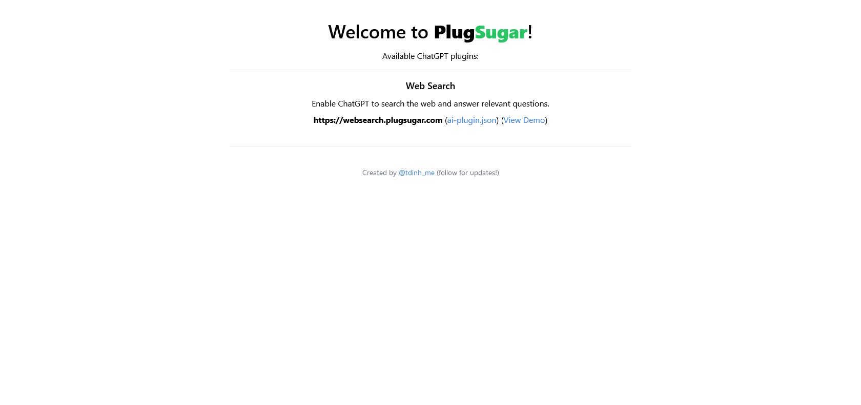 Screenshot of PlugSugar Website