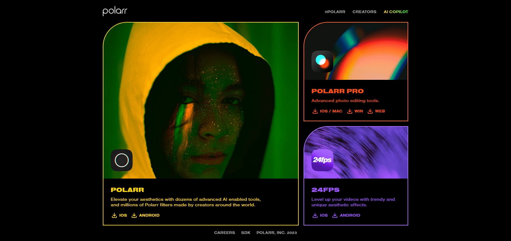 Screenshot of Polarr Website