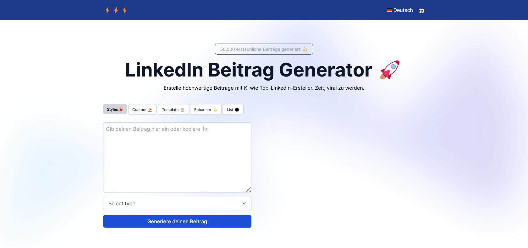 Screenshot of Postgenerator Website