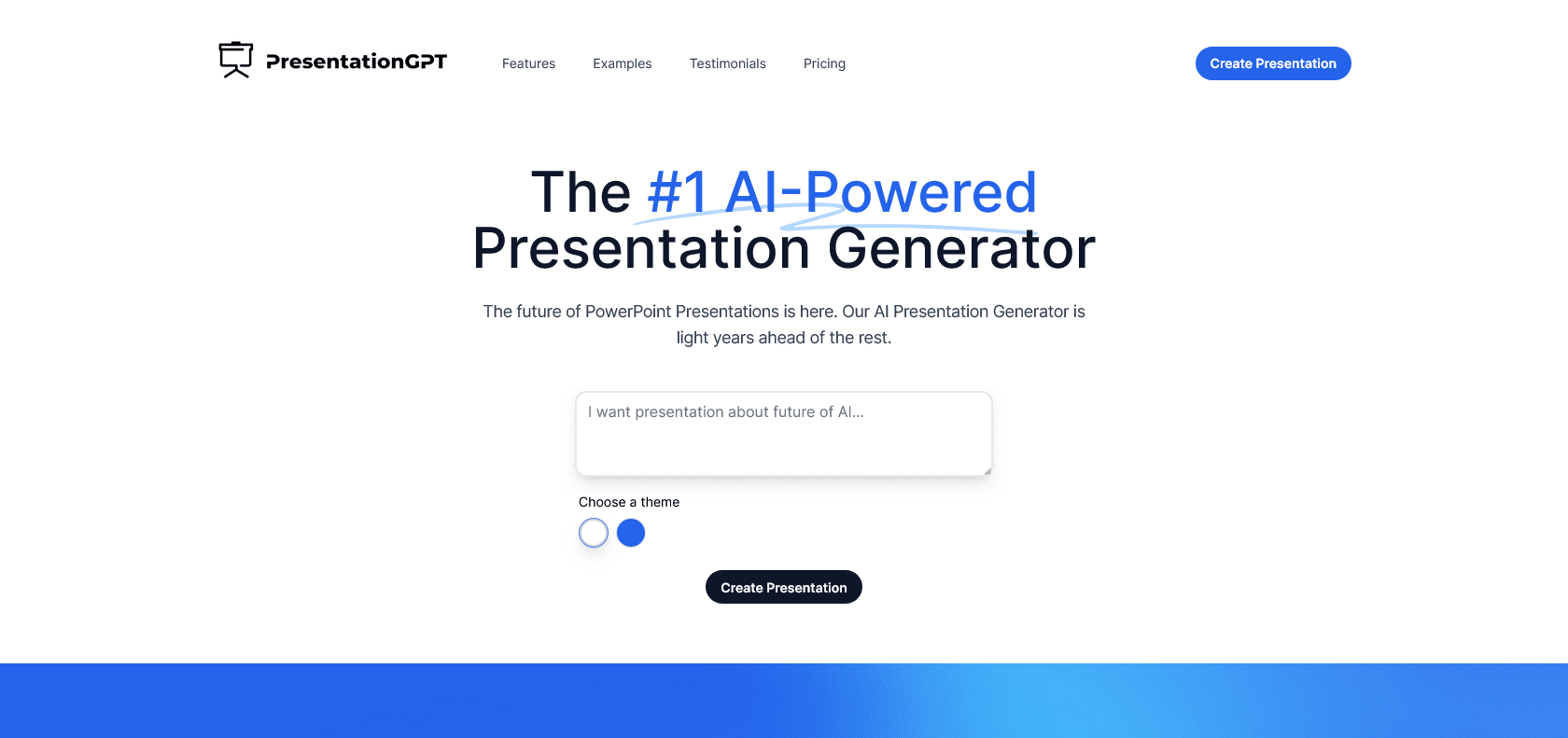 Screenshot of PresentationGPT Website