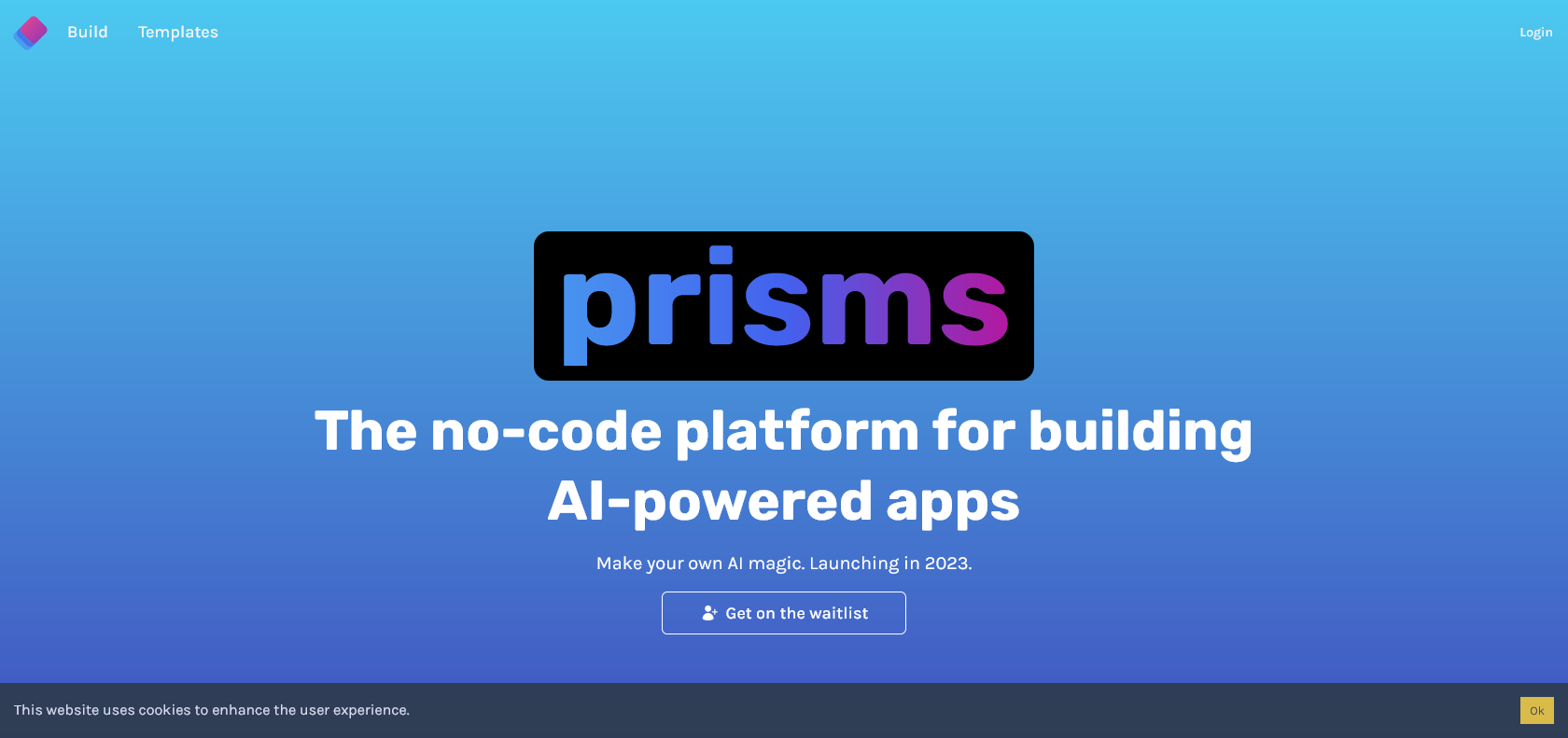 Screenshot of Prisms AI Website