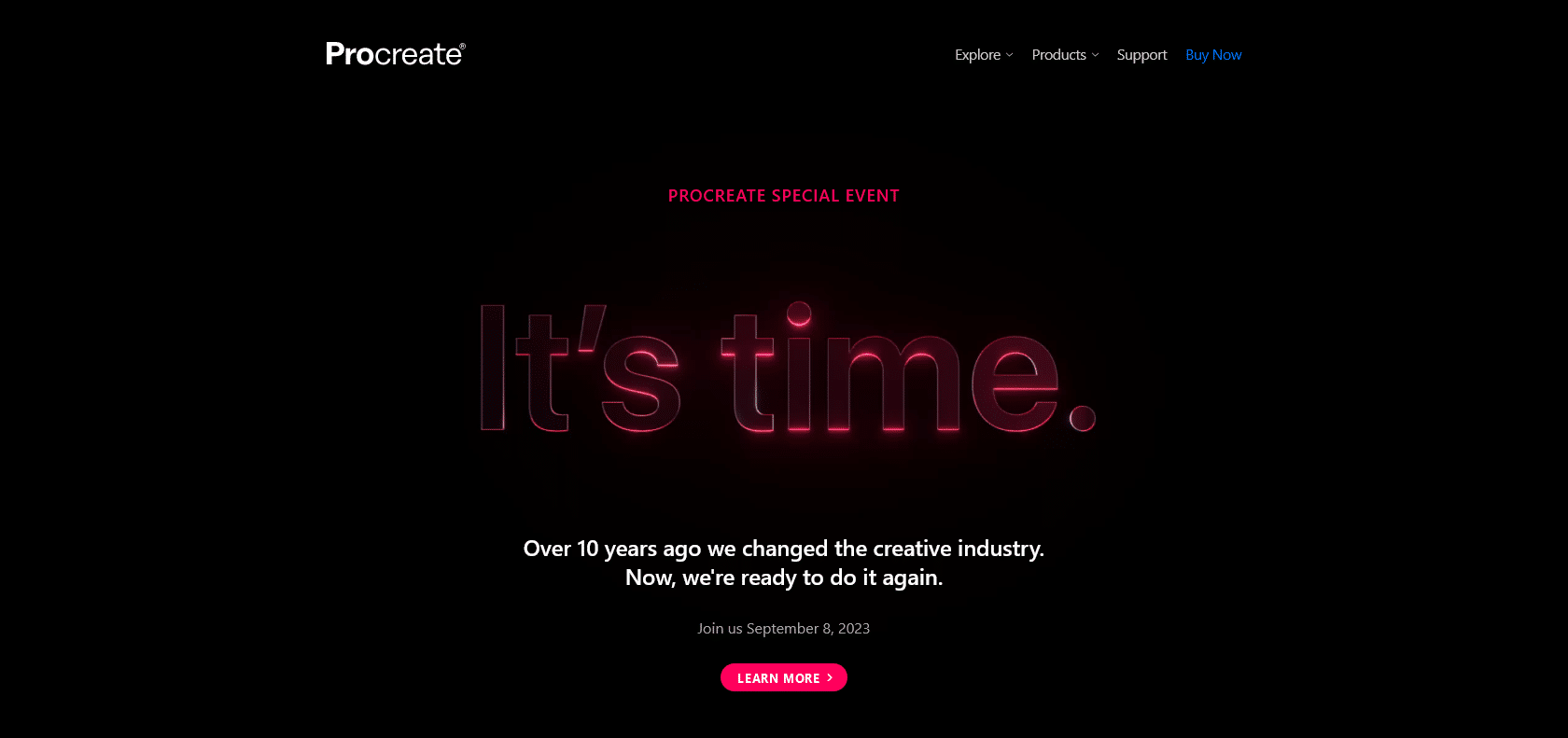 Screenshot of Procreate Website