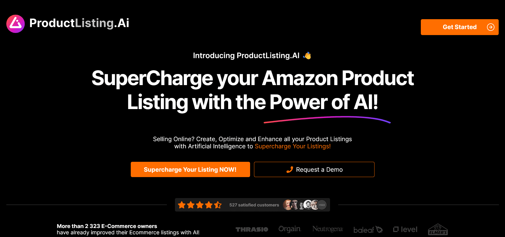 Screenshot of ProductListing Website