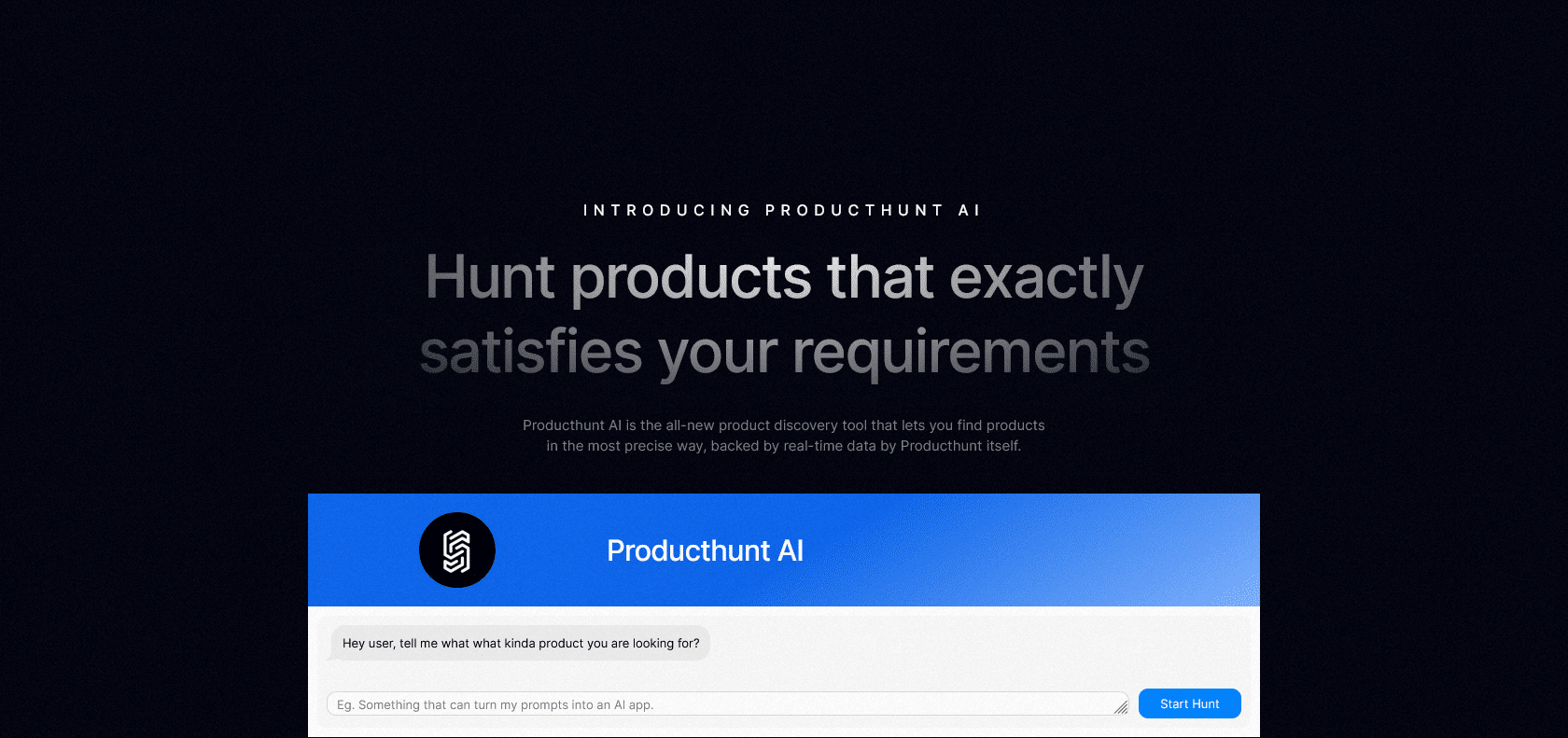 Screenshot of Producthunt AI Website