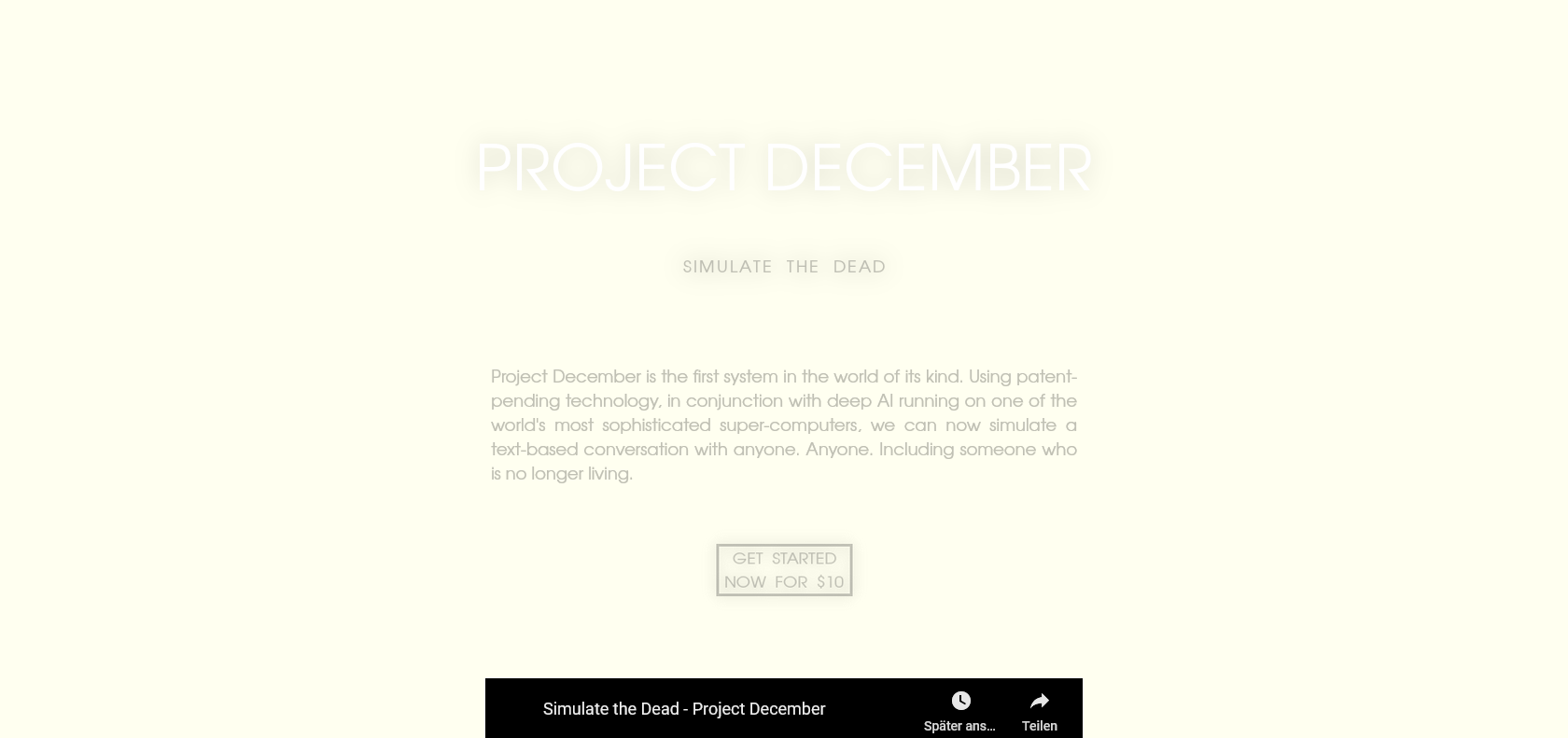 Screenshot of Project December Website