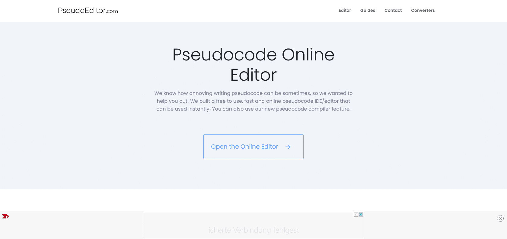 Screenshot of PseudoEditor Website