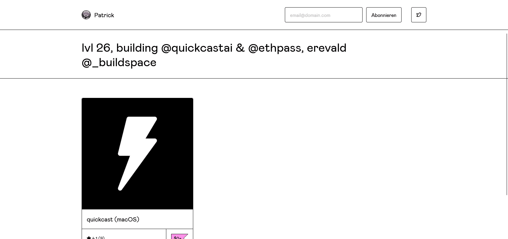 Screenshot of Quickcast Website