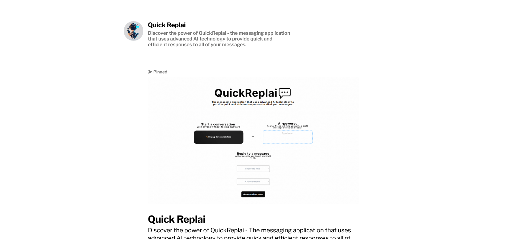 Screenshot of Quickreplai.com Website