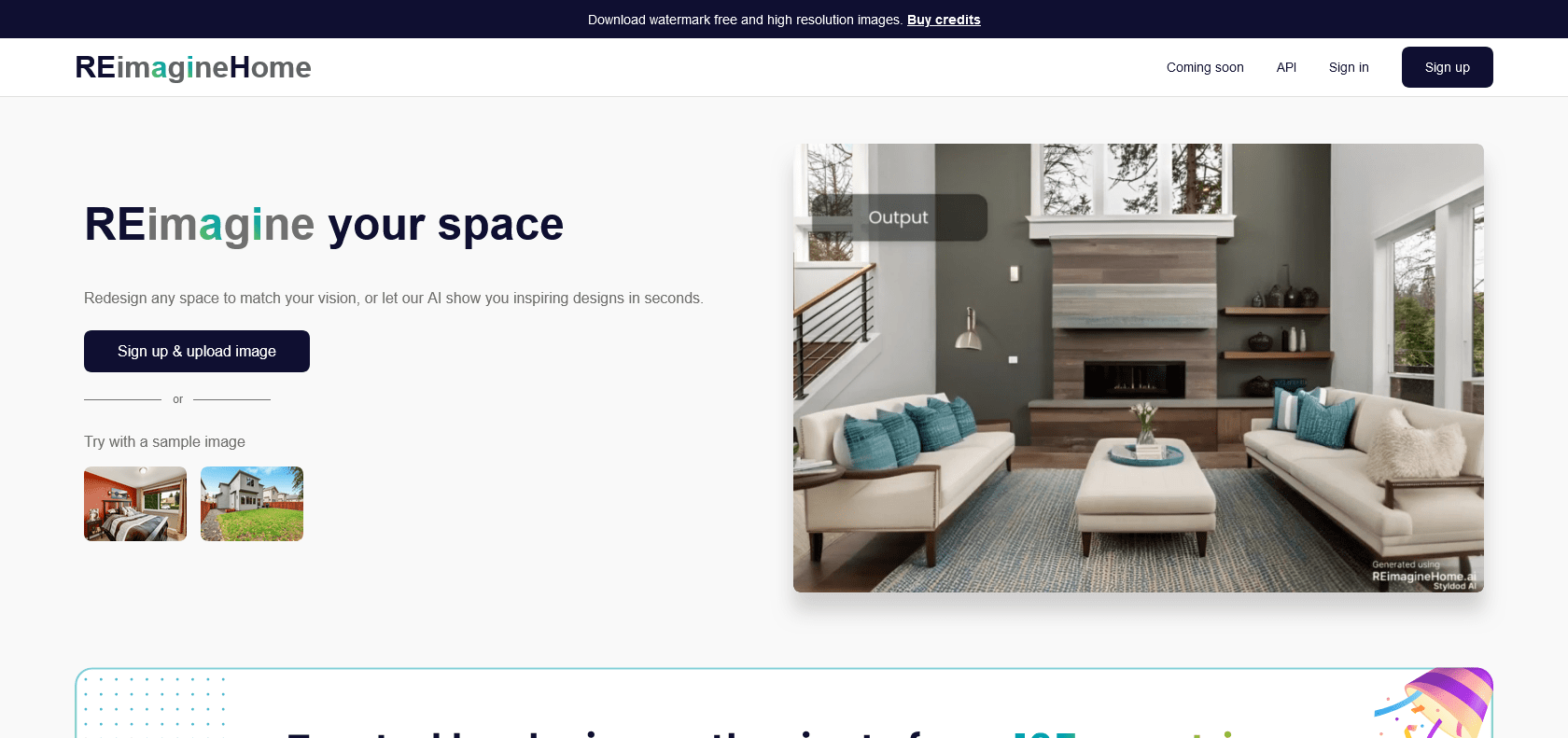 Screenshot of REimagine Home Website