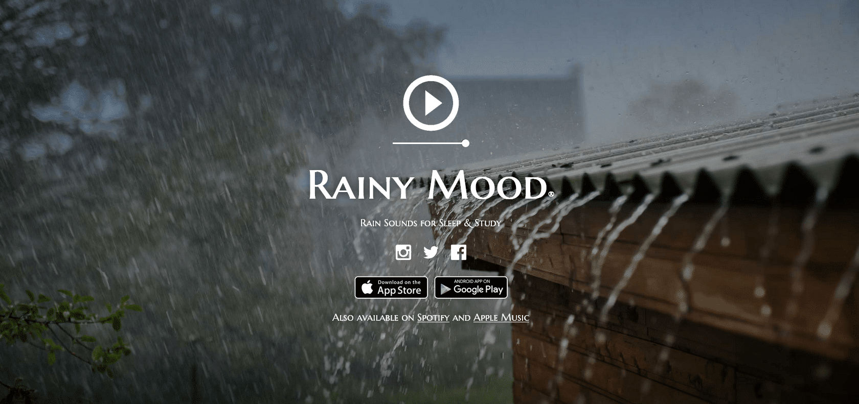 Screenshot of RainyMood Website