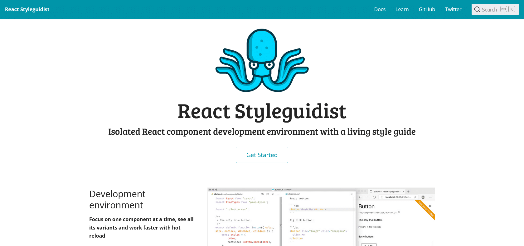 Screenshot of React Styleguidist Website