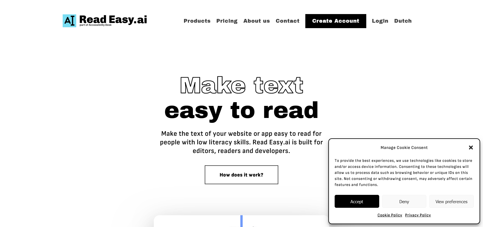 Screenshot of Read Easy.ai Website