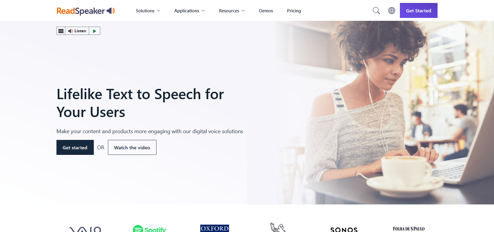 Screenshot of ReadSpeaker Website